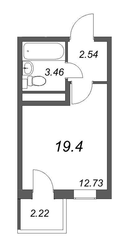 Квартира-студия, 19.4 м² - планировка, фото №1