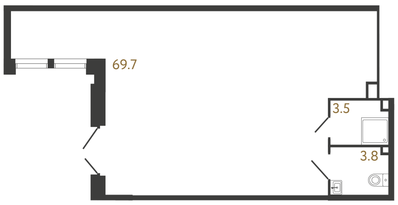 Помещение, 77 м² в ЖК "Коллекционер" - планировка, фото №1