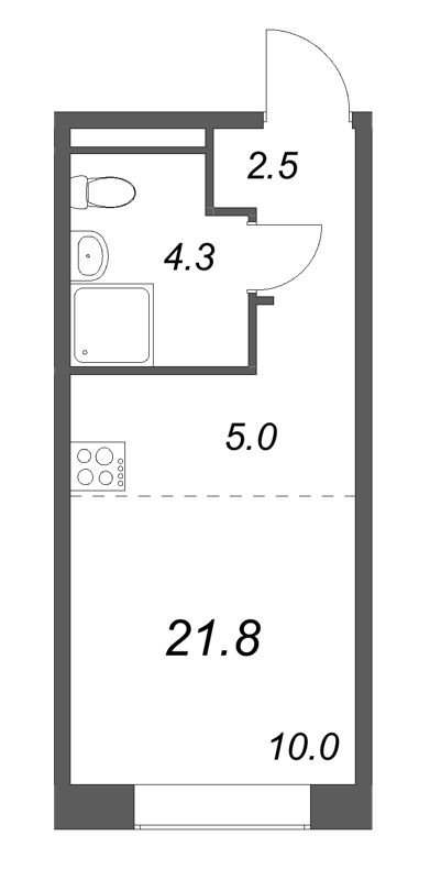 Квартира-студия, 21.8 м² в ЖК "Пулково Лейк" - планировка, фото №1