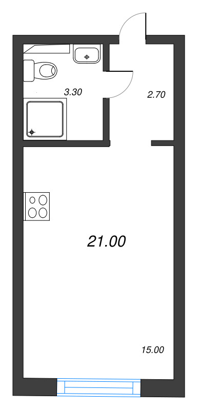 Квартира-студия, 21 м² в ЖК "Зеркальный ручей" - планировка, фото №1