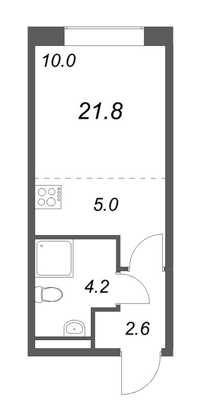 Квартира-студия, 21.8 м² в ЖК "Пулково Лейк" - планировка, фото №1