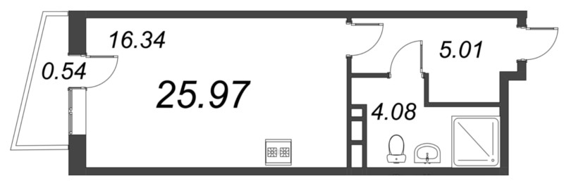 Квартира-студия, 25.97 м² в ЖК "ВЕРЕН НОРТ сертолово" - планировка, фото №1