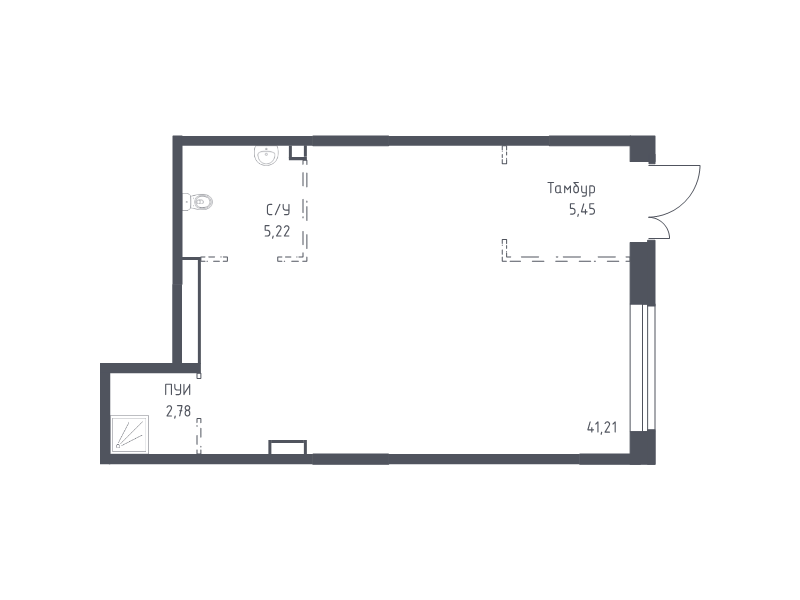 Помещение, 54.66 м² в ЖК "Новые Лаврики" - планировка, фото №1