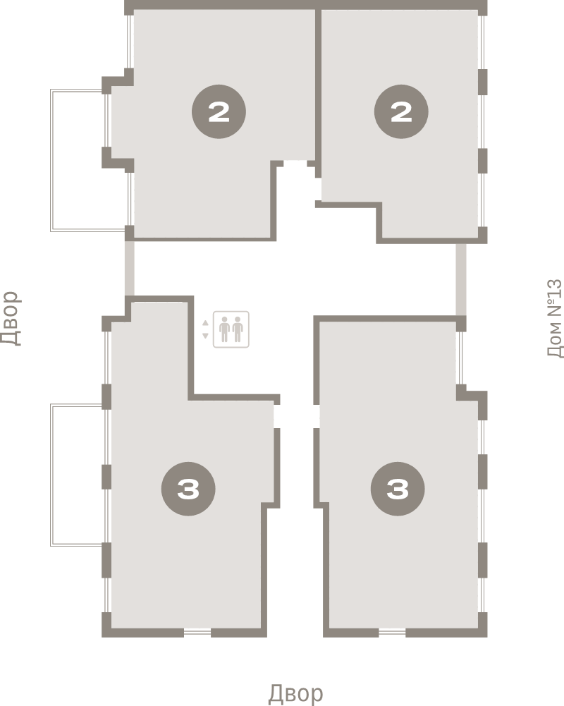 3-комнатная (Евро) квартира, 60.7 м² в ЖК "Брусника в Новоселье" - планировка этажа