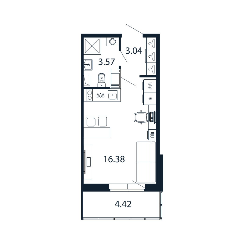 Квартира-студия, 22.99 м² в ЖК "Полис ЛАВрики" - планировка, фото №1