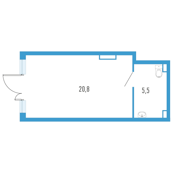 Помещение, 26.3 м² - планировка, фото №1