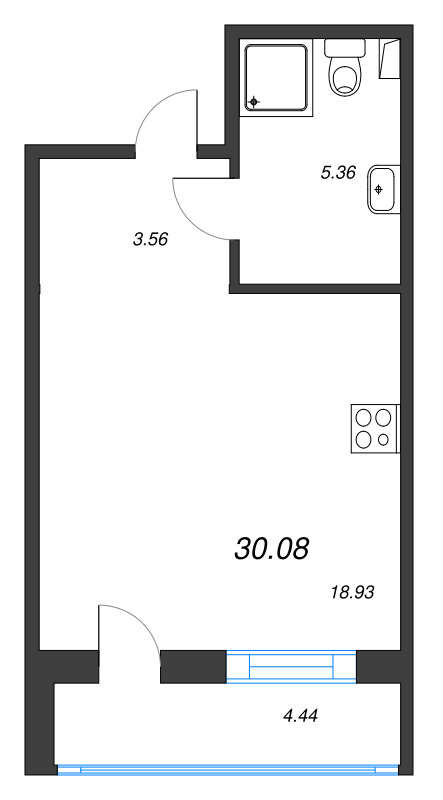 Квартира-студия, 30.08 м² в ЖК "Энфилд" - планировка, фото №1