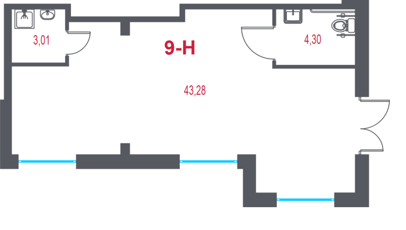 Помещение, 50.59 м² в ЖК "Город-спутник Южный" - планировка, фото №1