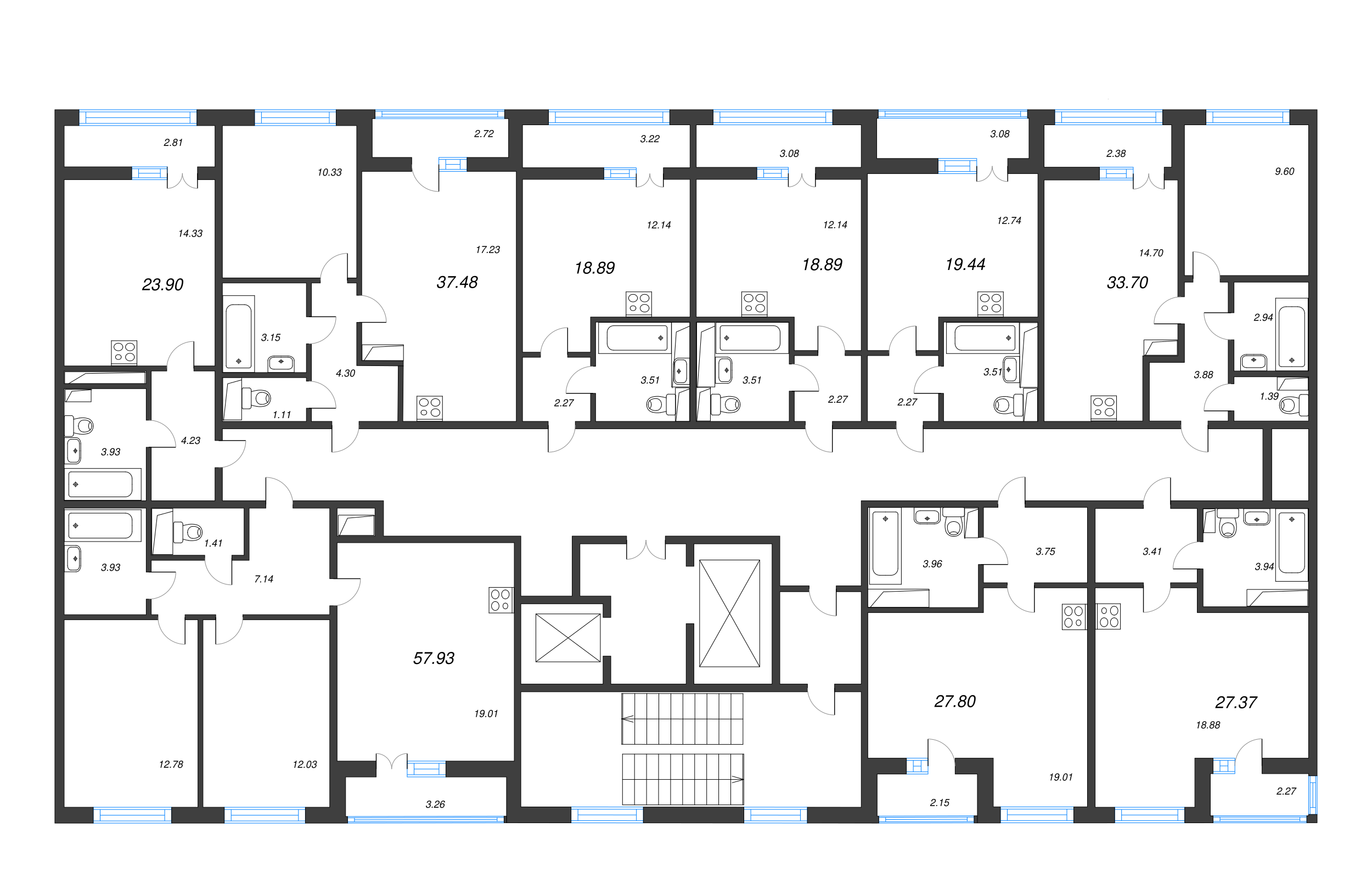 Квартира-студия, 19.44 м² - планировка этажа