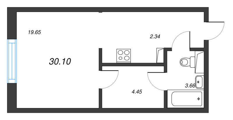 Квартира-студия, 30.1 м² в ЖК "Легенда Васильевского" - планировка, фото №1