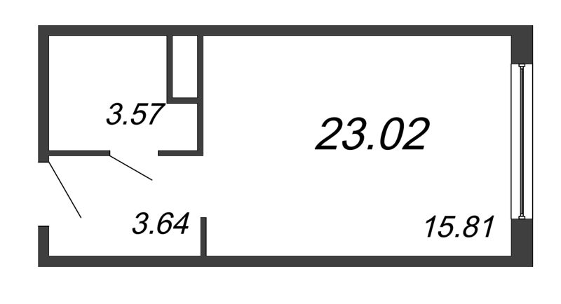 Квартира-студия, 23.02 м² в ЖК "ПРО'МОЛОDОСТЬ" - планировка, фото №1