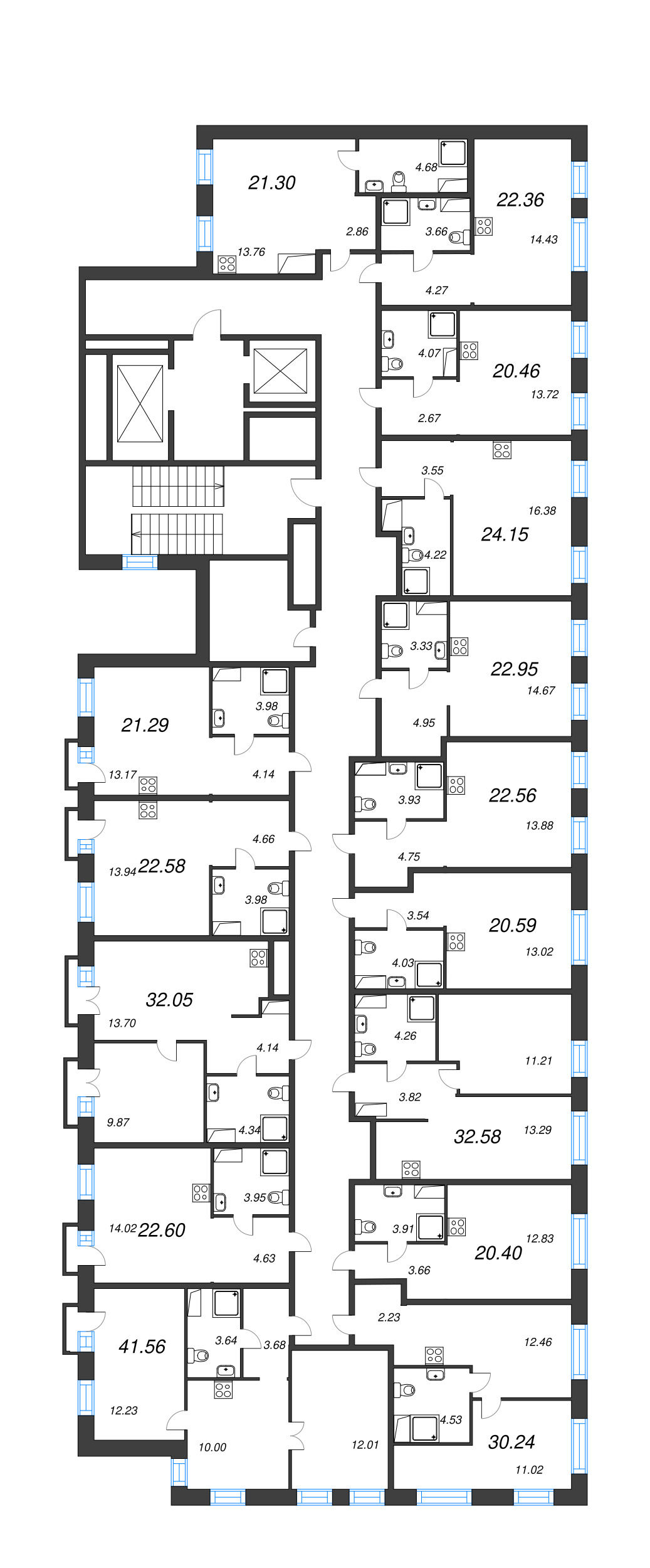Квартира-студия, 20.46 м² в ЖК "ID Polytech" - планировка этажа