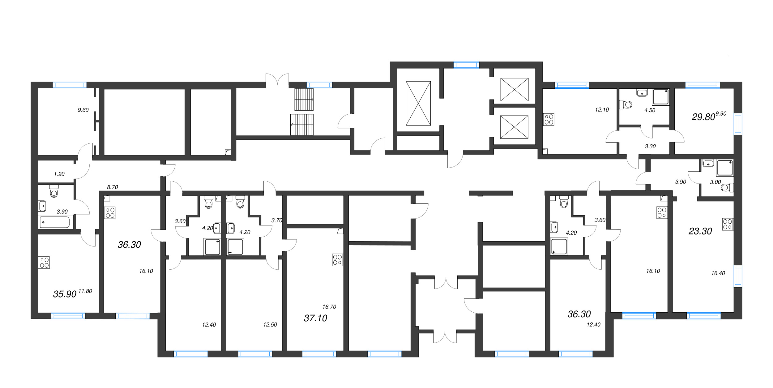 1-комнатная квартира, 29.8 м² в ЖК "Ручьи" - планировка этажа
