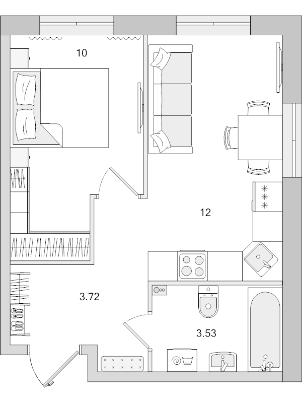 1-комнатная квартира, 29.25 м² в ЖК "Новые горизонты" - планировка, фото №1