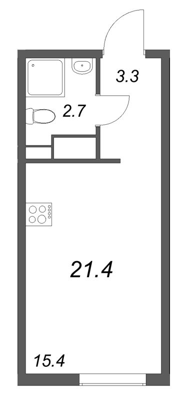 Квартира-студия, 21.4 м² в ЖК "Октябрьская набережная" - планировка, фото №1