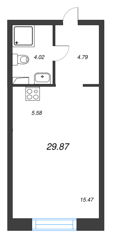 Квартира-студия, 29.86 м² в ЖК "Остров Первых" - планировка, фото №1