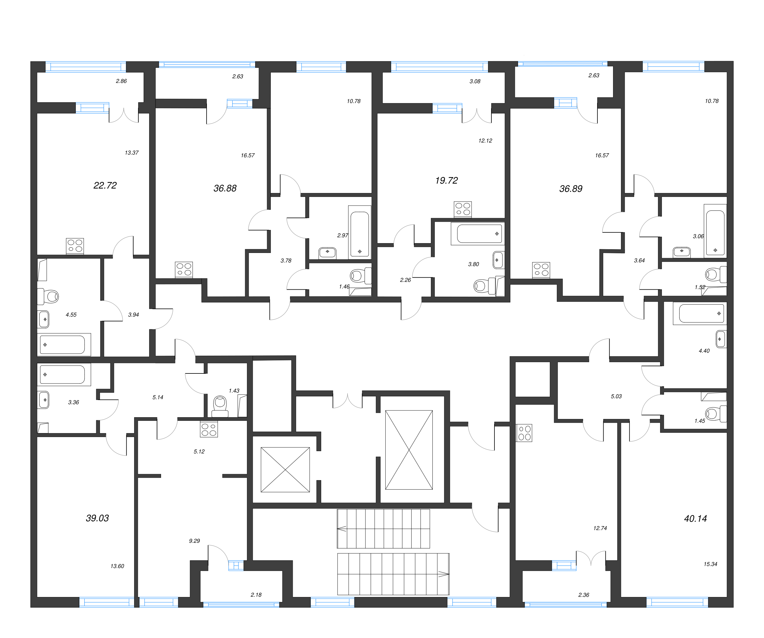 Квартира-студия, 22.72 м² в ЖК "AEROCITY" - планировка этажа