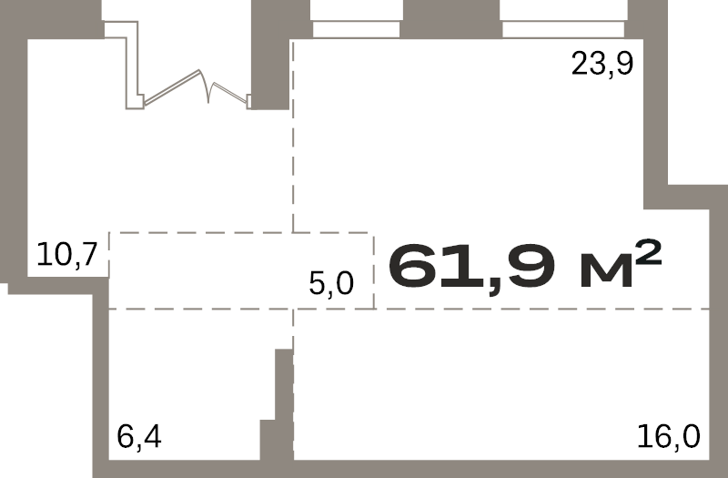 Помещение, 61.9 м² в ЖК "Северный ветер" - планировка, фото №1