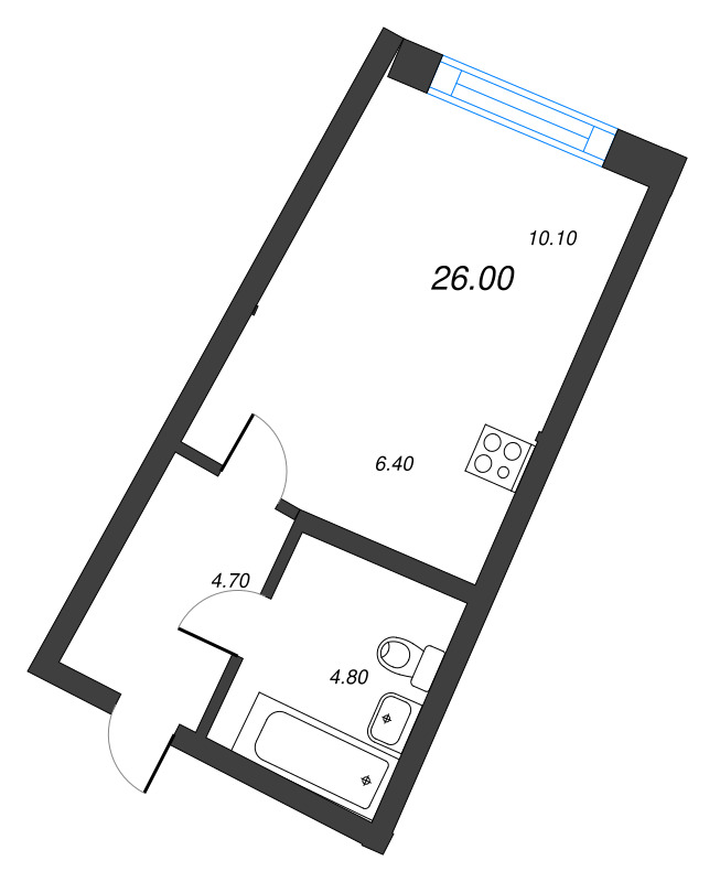 Квартира-студия, 26 м² в ЖК "Цвет Зеленогорска" - планировка, фото №1