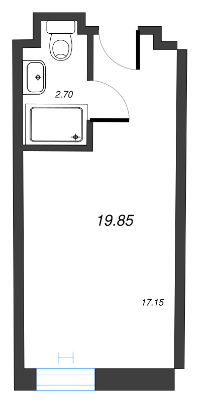 Квартира-студия, 20.05 м² в ЖК "We'll" - планировка, фото №1