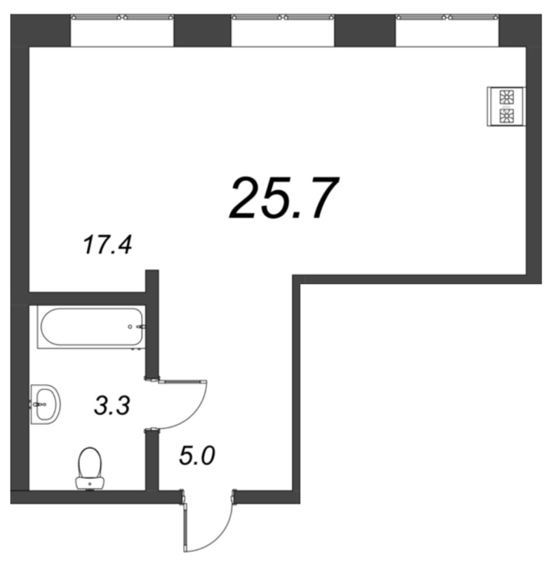 Квартира-студия, 25.7 м² в ЖК "Проект 6/3" - планировка, фото №1