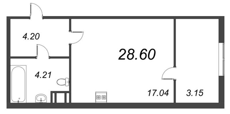 Квартира-студия, 32.51 м² в ЖК "Pixel" - планировка, фото №1