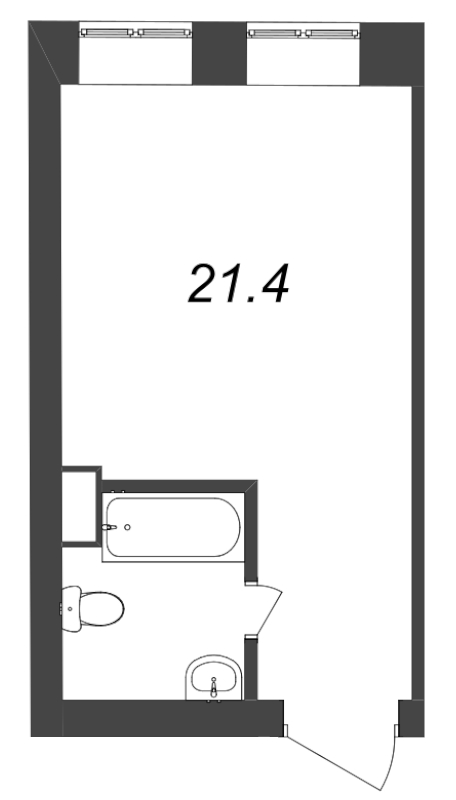 Квартира-студия, 22.6 м² в ЖК "Тележная 21-29" - планировка, фото №1