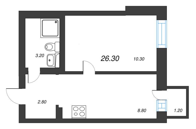 1-комнатная квартира, 25.5 м² в ЖК "Эко Квартал Нега" - планировка, фото №1