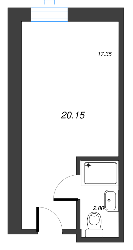 Квартира-студия, 20.39 м² - планировка, фото №1