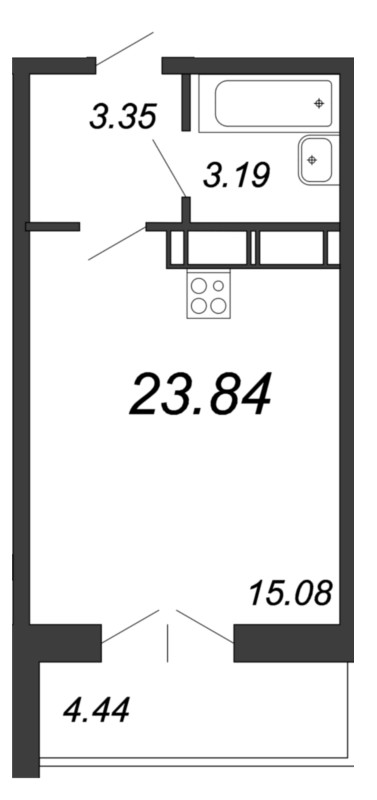 Квартира-студия, 24 м² - планировка, фото №1