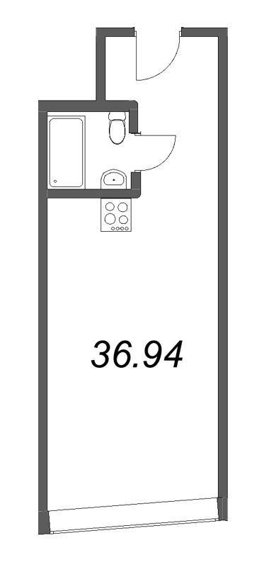 Квартира-студия, 36.94 м² - планировка, фото №1