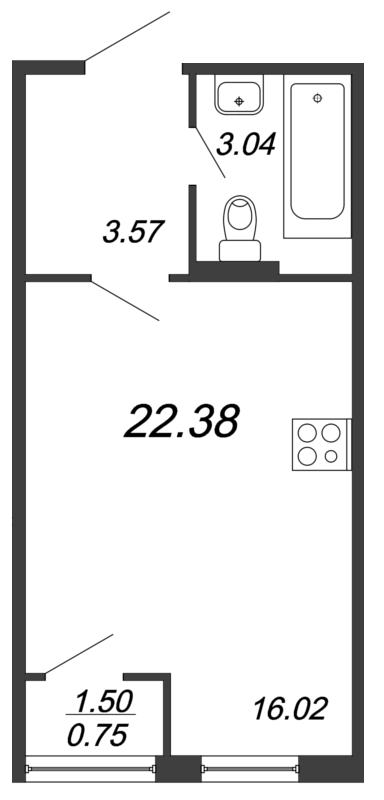 Квартира-студия, 23 м² в ЖК "FoRest Аквилон" - планировка, фото №1