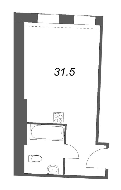 Квартира-студия, 31.5 м² - планировка, фото №1