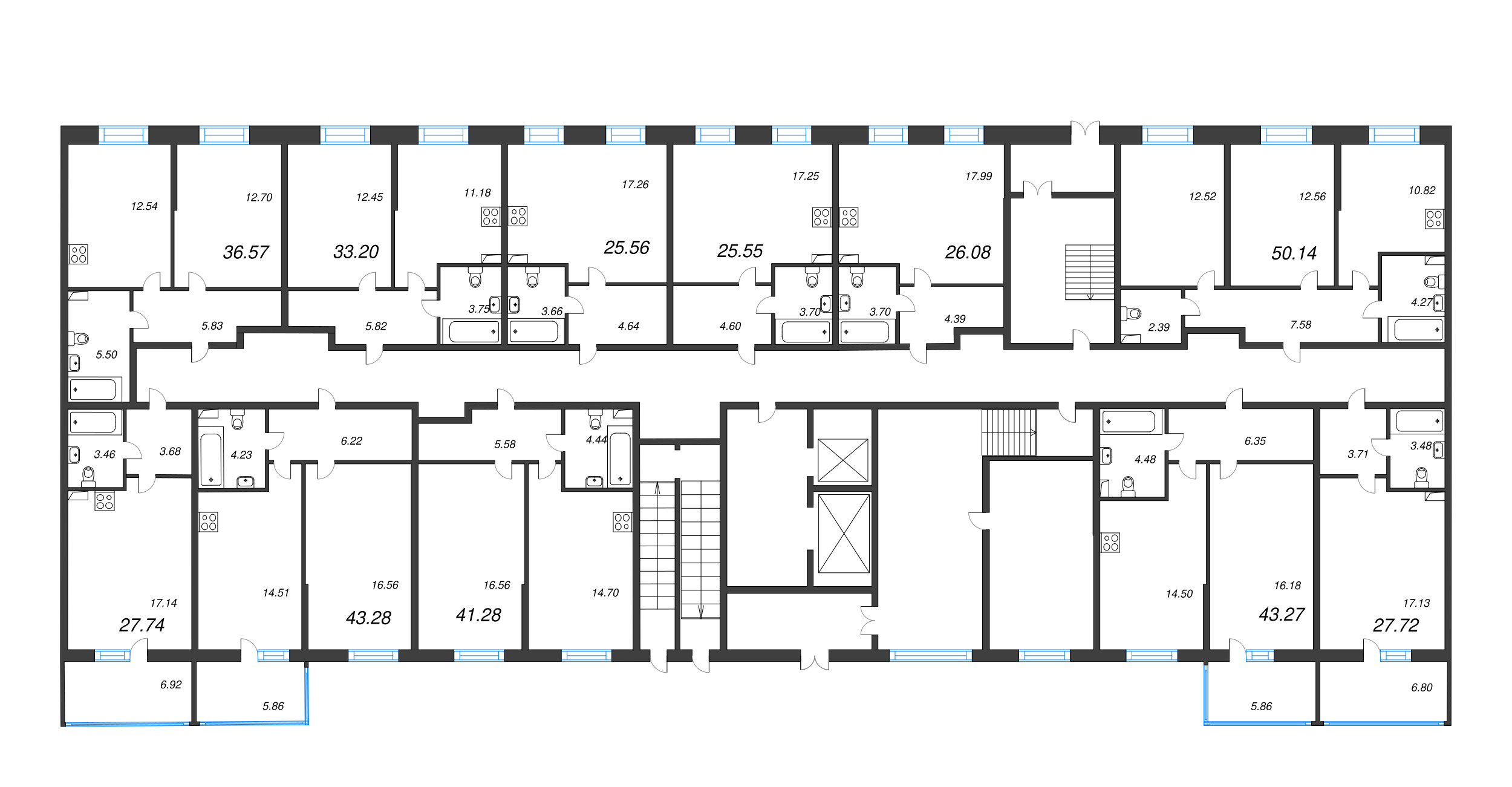 Квартира-студия, 25.55 м² в ЖК "Аквилон Stories" - планировка этажа