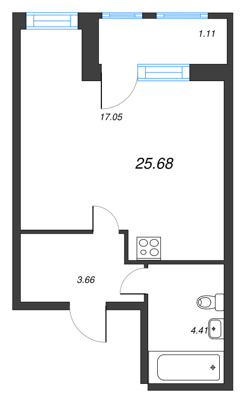 Квартира-студия, 25.7 м² в ЖК "FoRest Аквилон" - планировка, фото №1