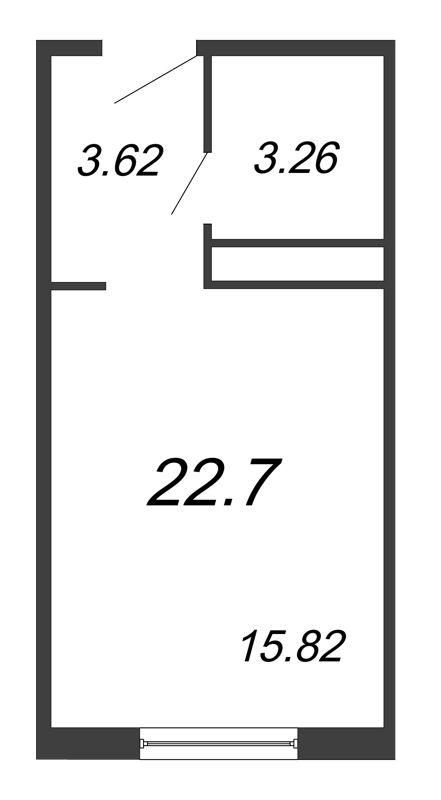 Квартира-студия, 22.7 м² - планировка, фото №1