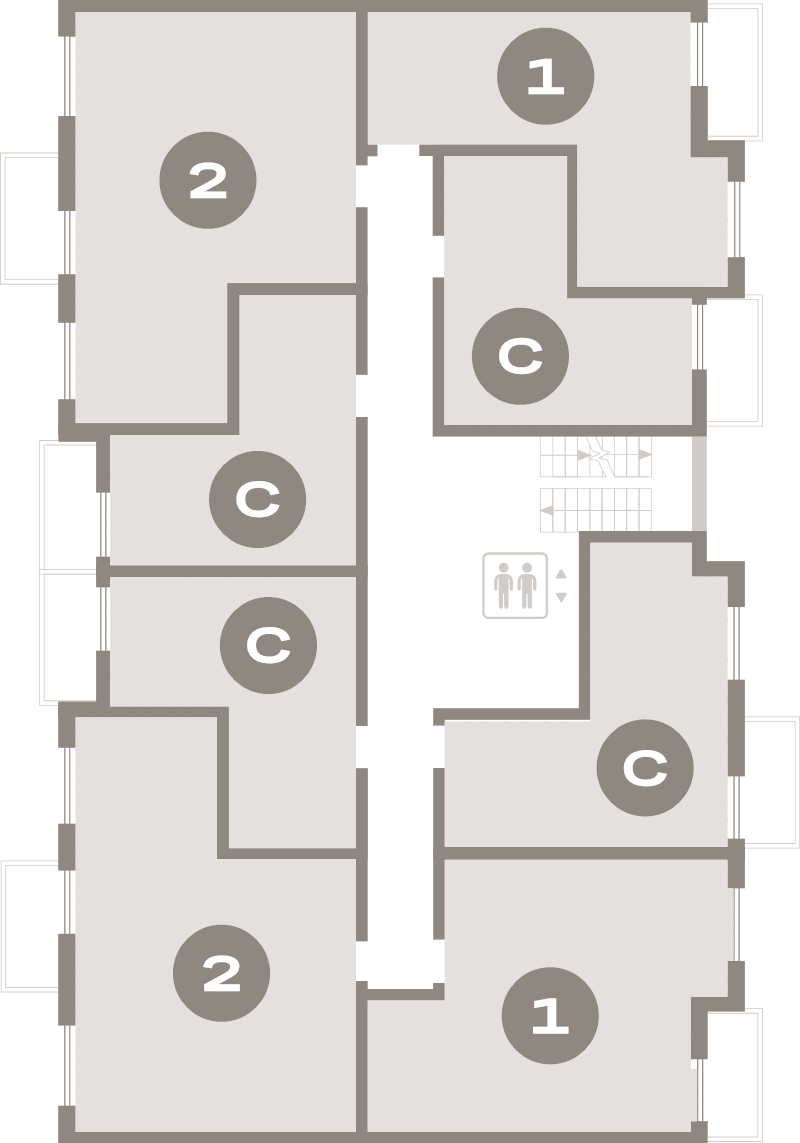 2-комнатная (Евро) квартира, 50 м² в ЖК "Брусника в Новоселье" - планировка этажа