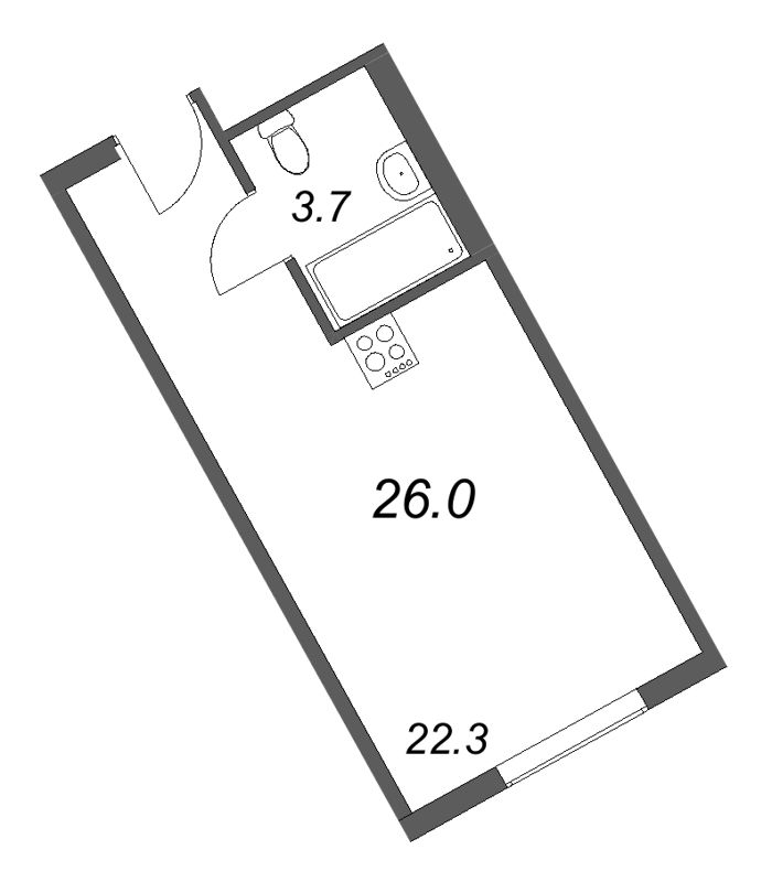 Квартира-студия, 26 м² в ЖК "ARTSTUDIO M103" - планировка, фото №1