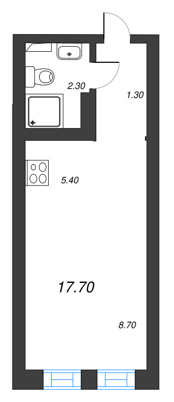 Квартира-студия, 17.7 м² в ЖК "Эко Квартал Нега" - планировка, фото №1