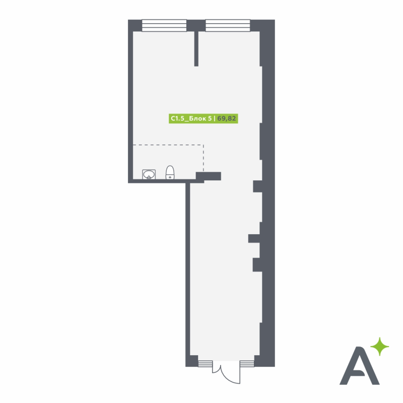 Помещение, 69.82 м² в ЖК "Аквилон Verba" - планировка, фото №1