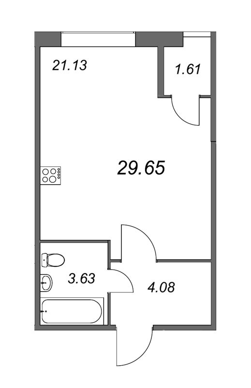 Квартира-студия, 29 м² в ЖК "FoRest Аквилон" - планировка, фото №1