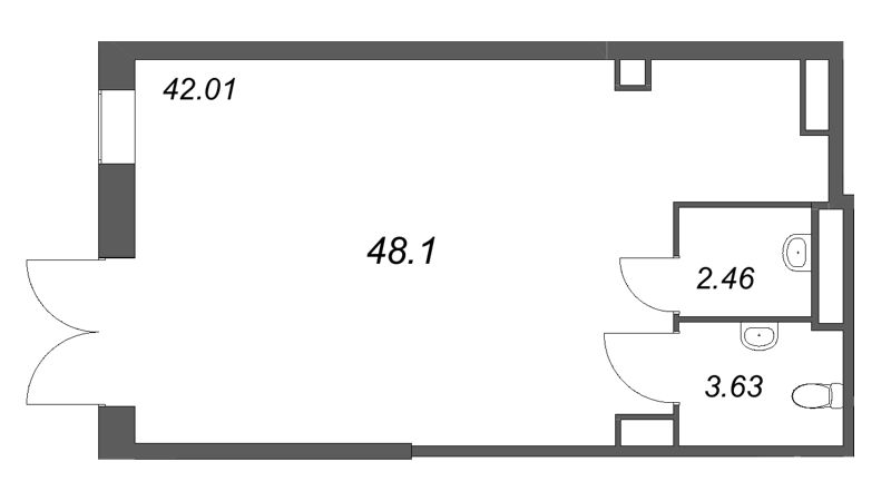 Помещение, 48.1 м² в ЖК "Дом на Курской" - планировка, фото №1