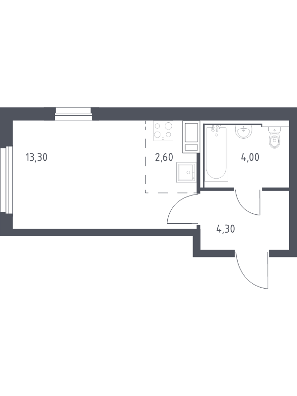 Квартира-студия, 24.2 м² в ЖК "Курортный Квартал" - планировка, фото №1