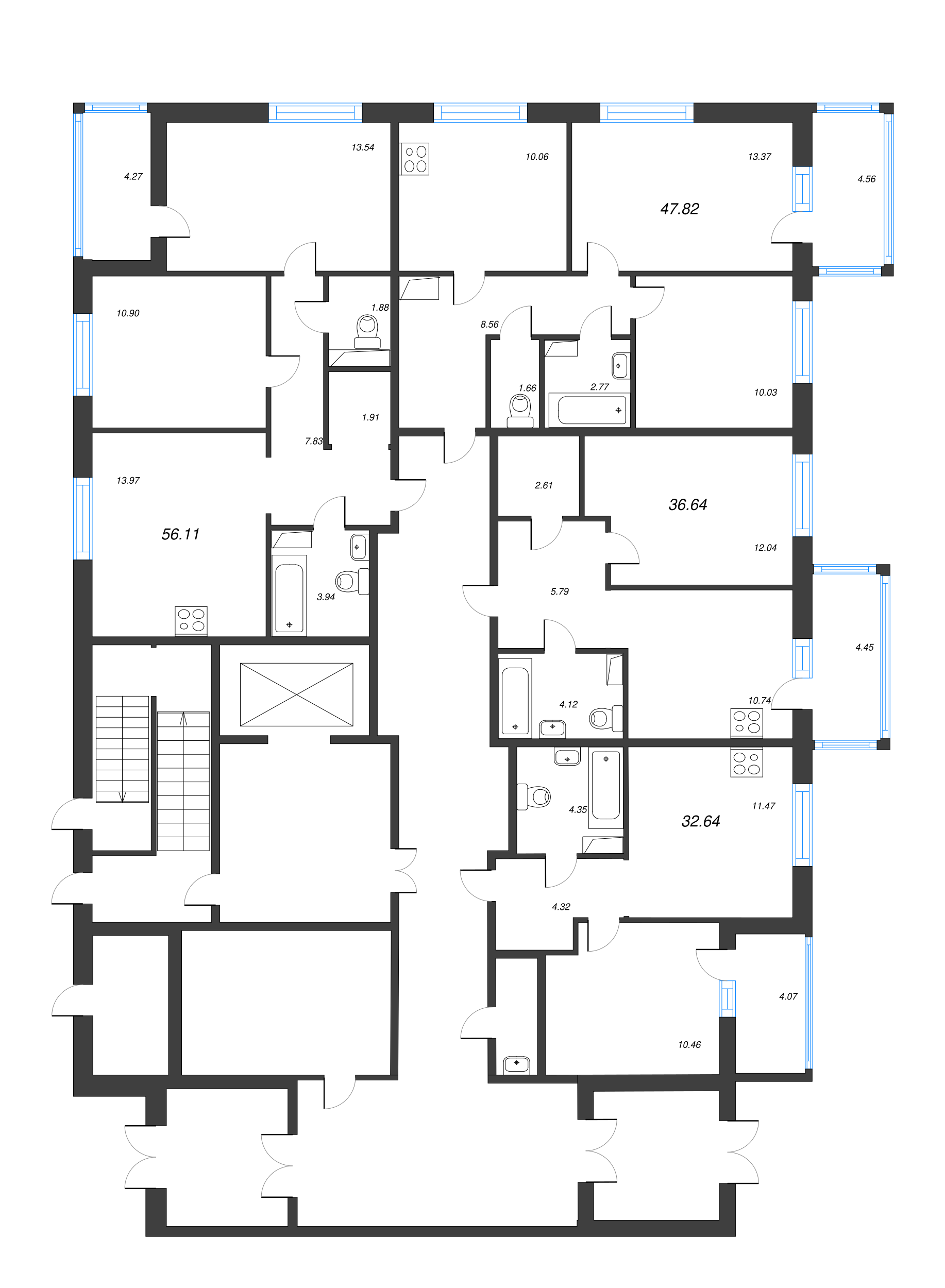 1-комнатная квартира, 32.2 м² в ЖК "Jaanila Драйв" - планировка этажа