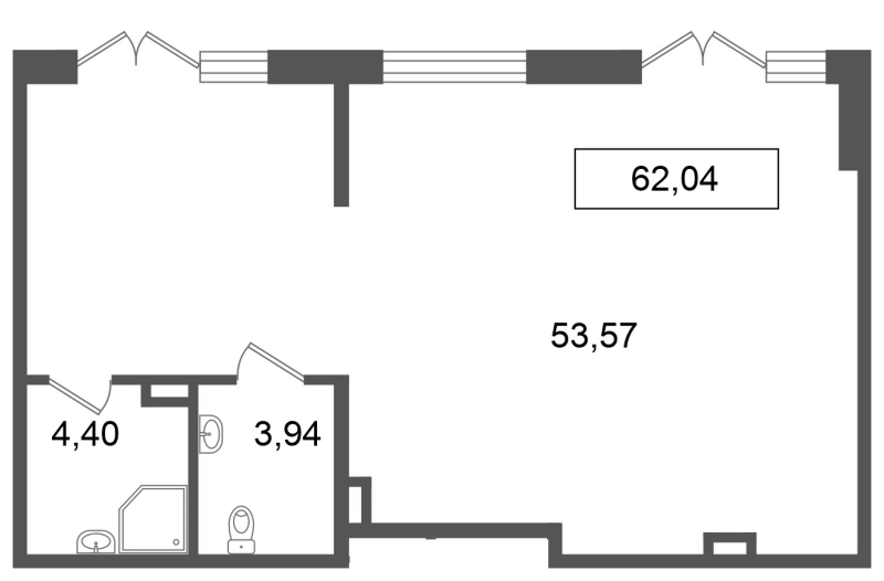Помещение, 62.04 м² в ЖК "Лето" - планировка, фото №1