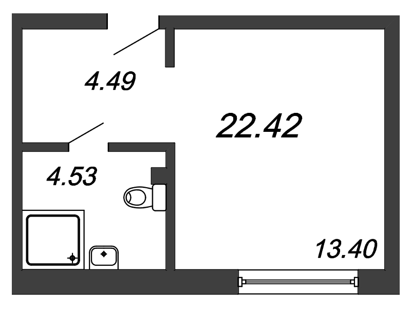 Квартира-студия, 22.42 м² - планировка, фото №1
