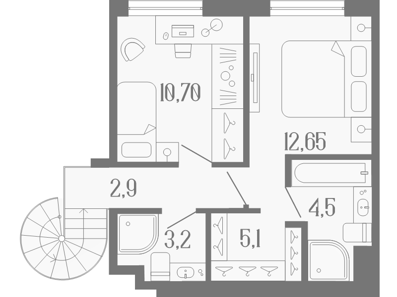 4-комнатная (Евро) квартира, 112.71 м² в ЖК "Коллекционный дом 1919" - планировка, фото №2