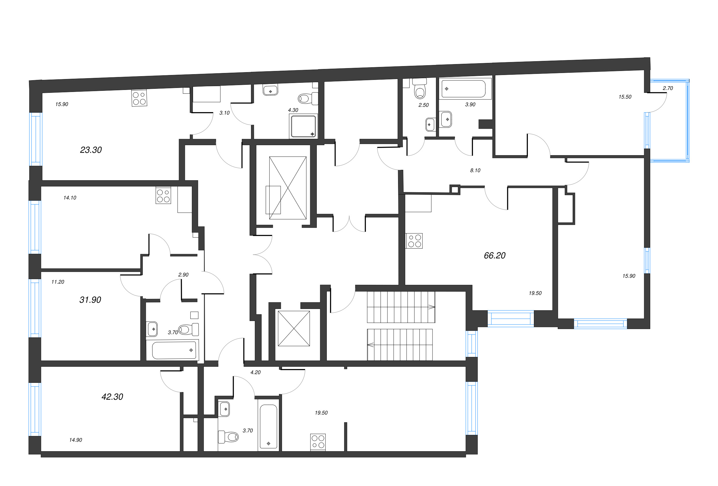 Квартира-студия, 23.3 м² в ЖК "Измайловский" - планировка этажа