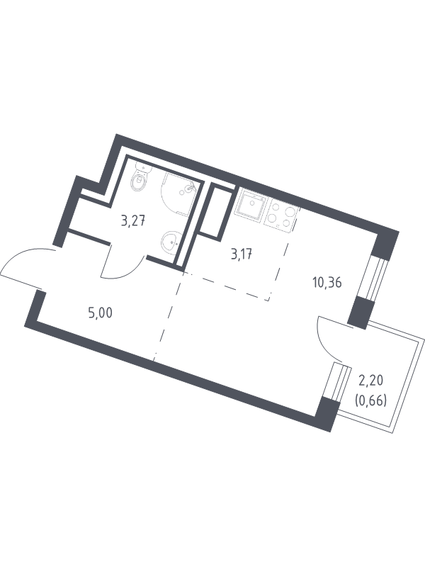 Квартира-студия, 22.46 м² в ЖК "Квартал Лаголово" - планировка, фото №1