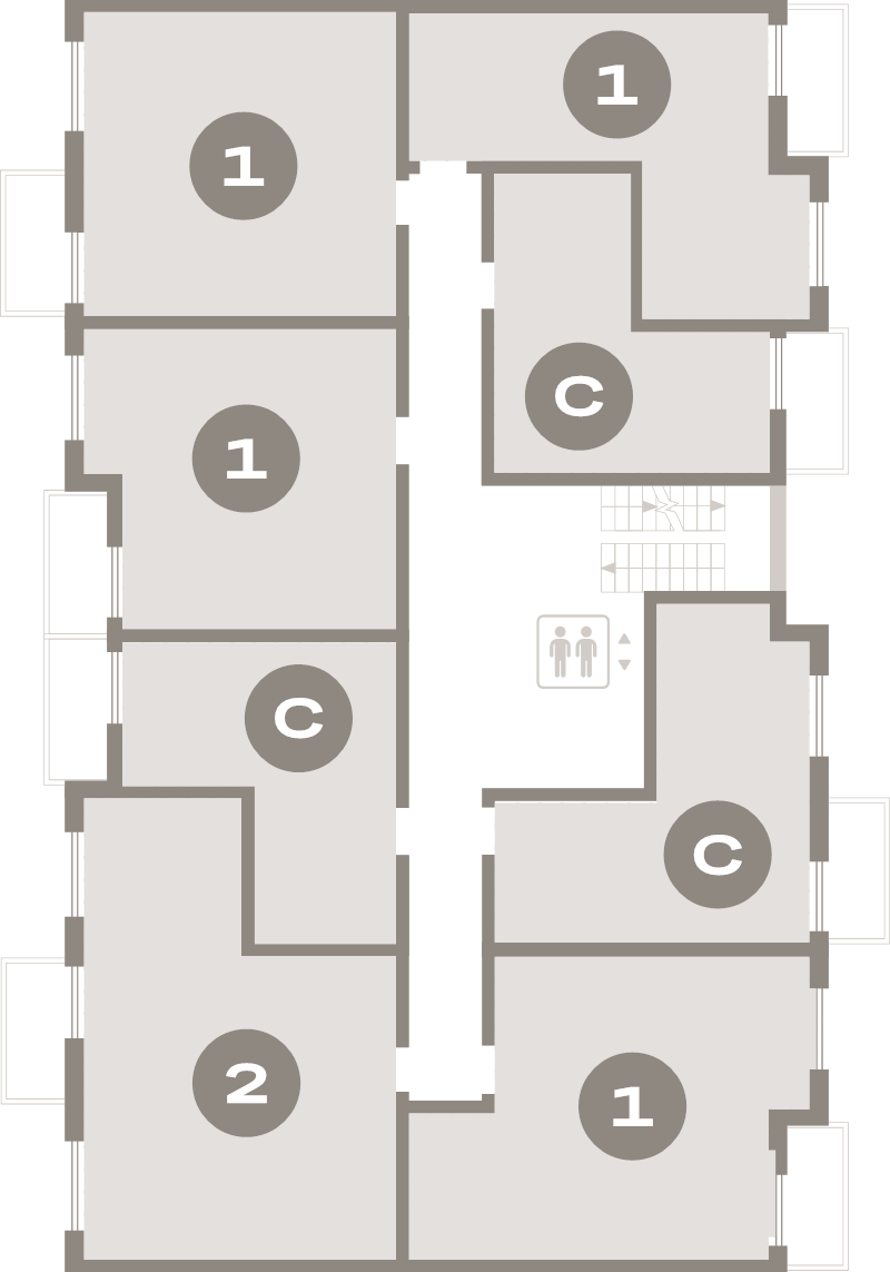 2-комнатная (Евро) квартира, 50 м² в ЖК "Брусника в Новоселье" - планировка этажа